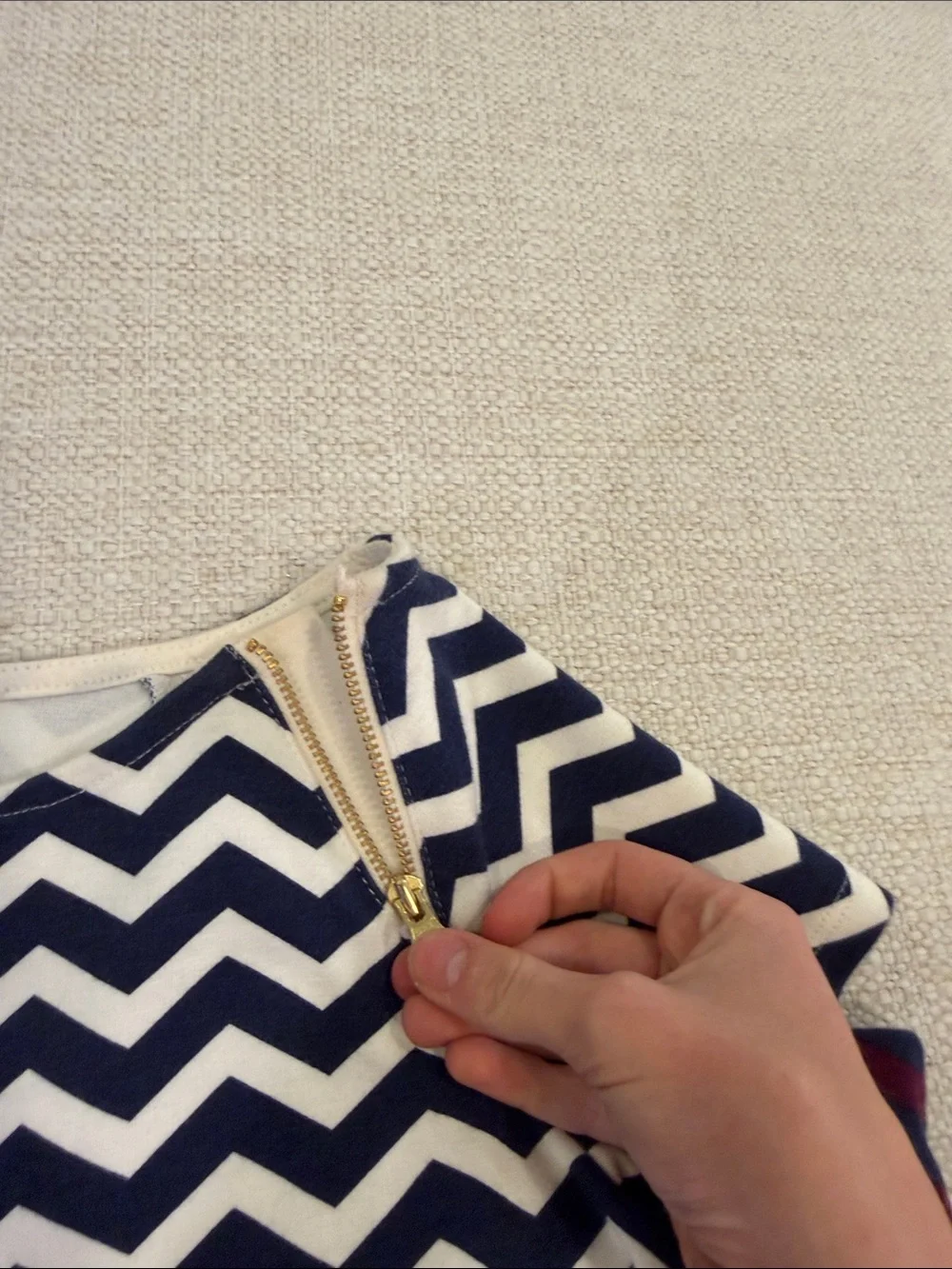 Gymboree Chevron Shift Dress in Navy, White & Magenta
